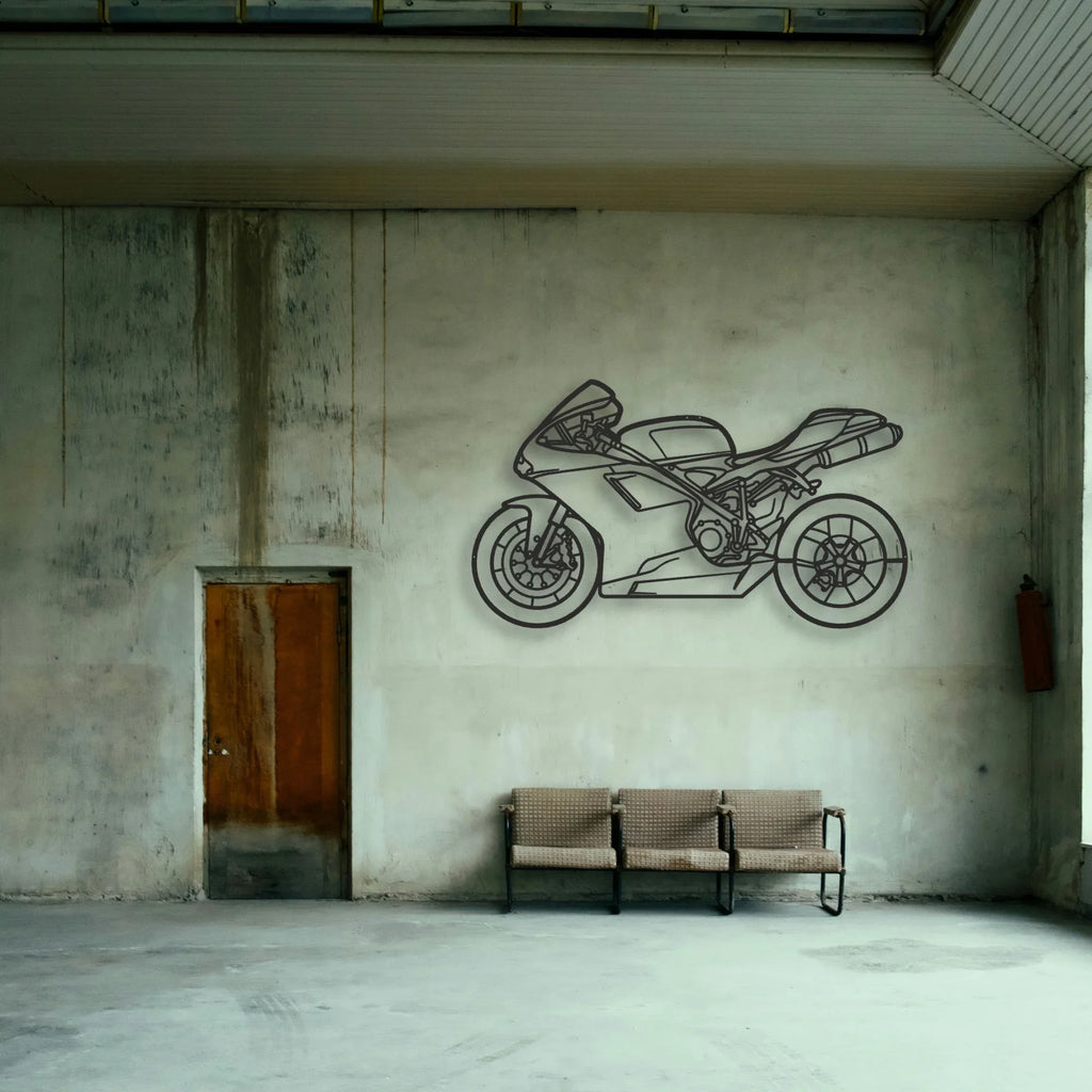 2009 Ducati 848 Classic Motorcycle Silhouette Metal Wall Art - Tinvibe