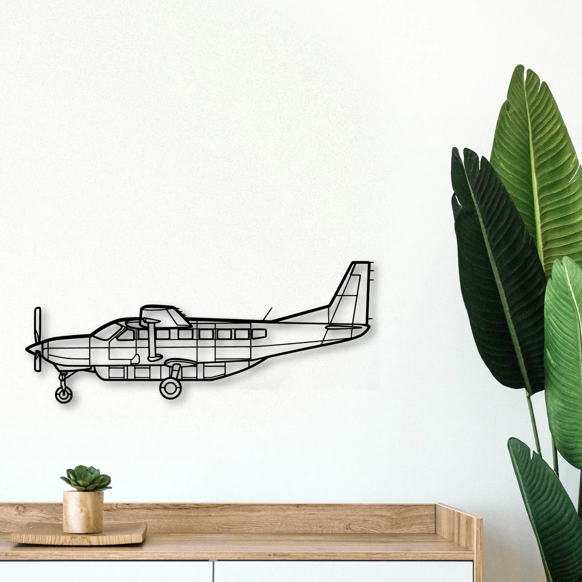 208 Caravan Classic Aircraft Silhouette Metal Wall Art - Tinvibe