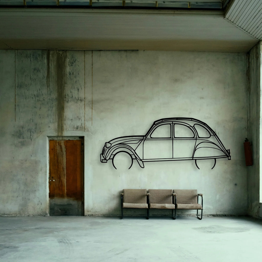 2CV 1966 Classic Silhouette Metal Wall Art - Tinvibe
