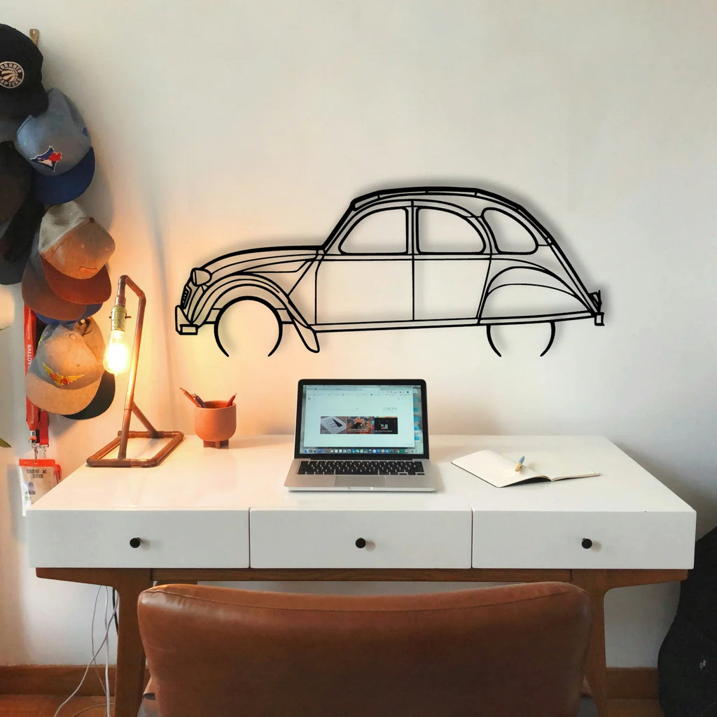 2CV 1966 Classic Silhouette Metal Wall Art - Tinvibe