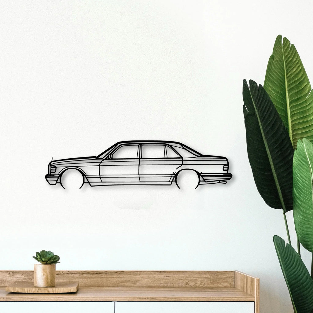 420 SEL 1988 Classic Silhouette Metal Wall Art - Tinvibe