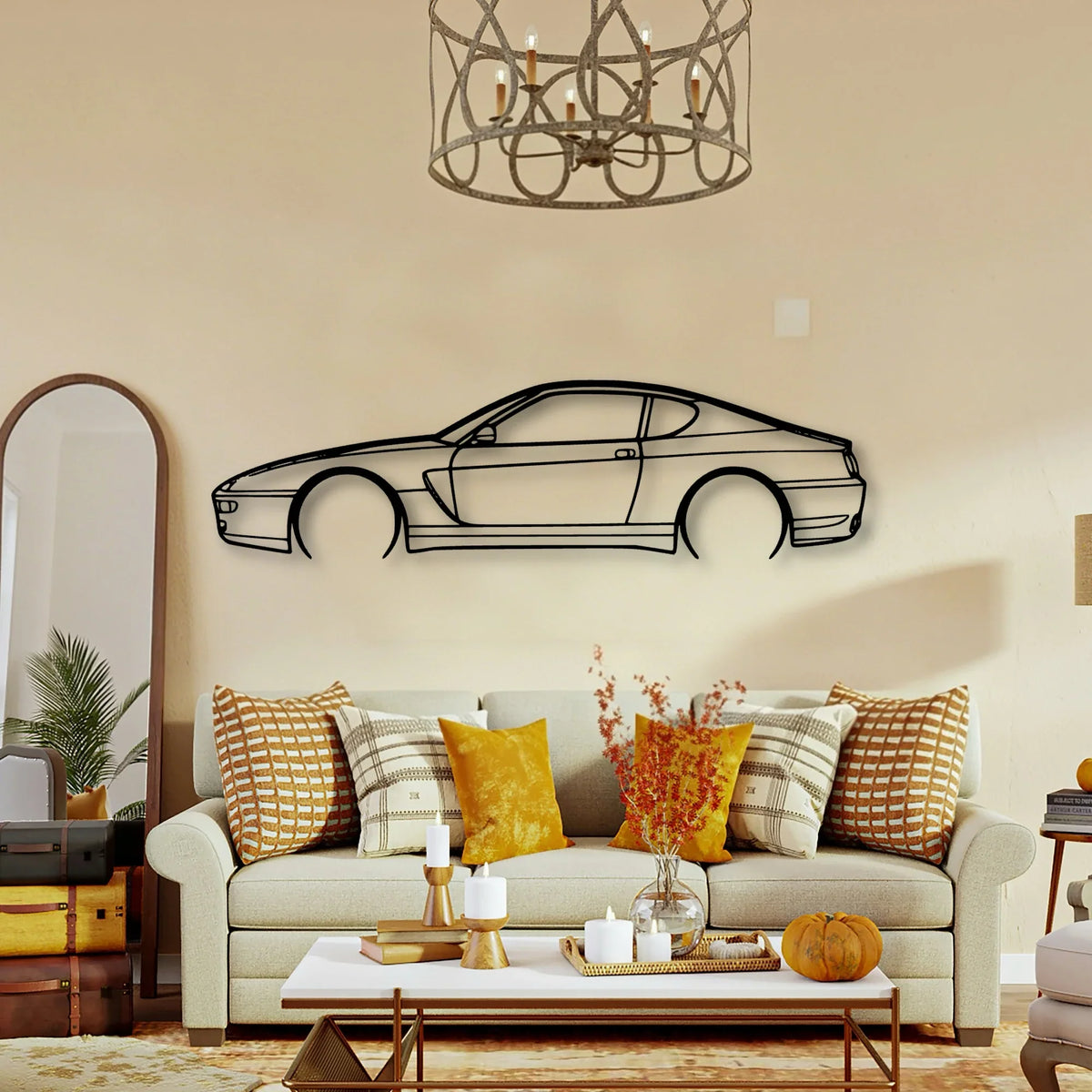 456 GT 1995 Classic Silhouette Metal Wall Art - Tinvibe