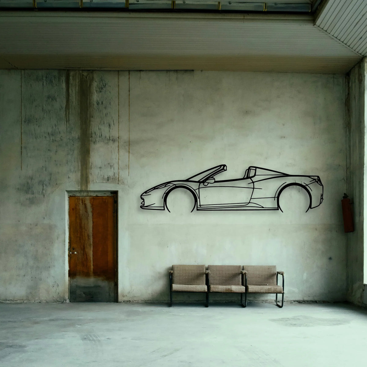 458 Spider 2015 Cabrio Classic Silhouette Metal Wall Art - Tinvibe