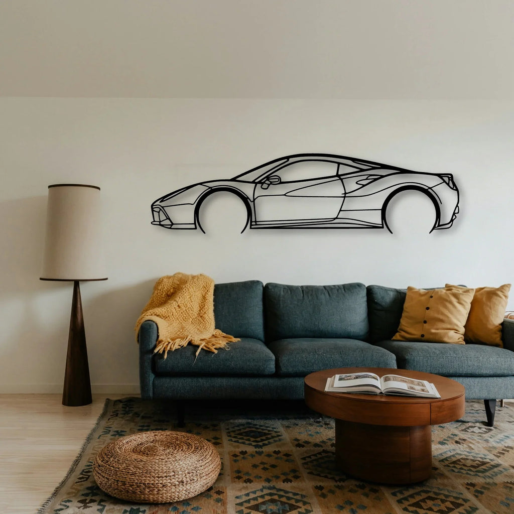 488 GTB 2 Classic Silhouette Metal Wall Art - Tinvibe