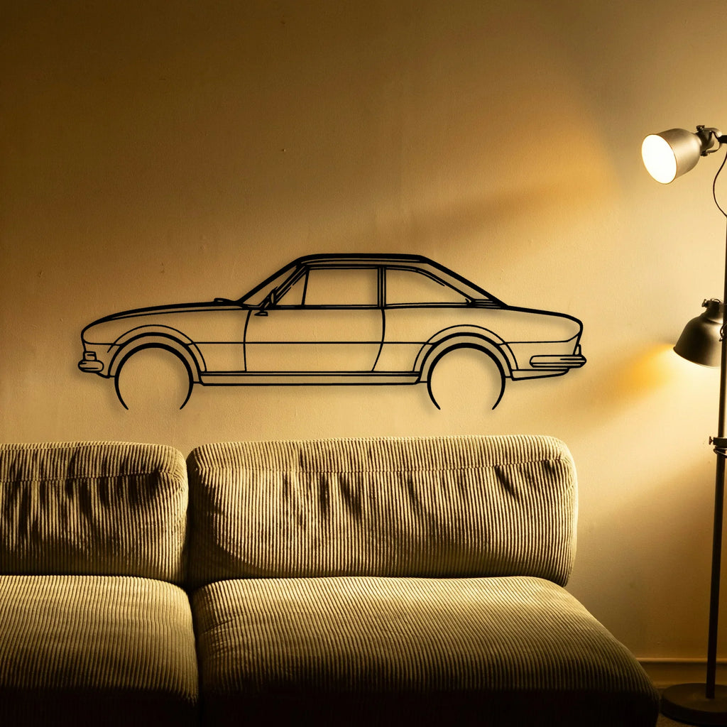 504 Coupe 1969 Classic Silhouette Metal Wall Art - Tinvibe