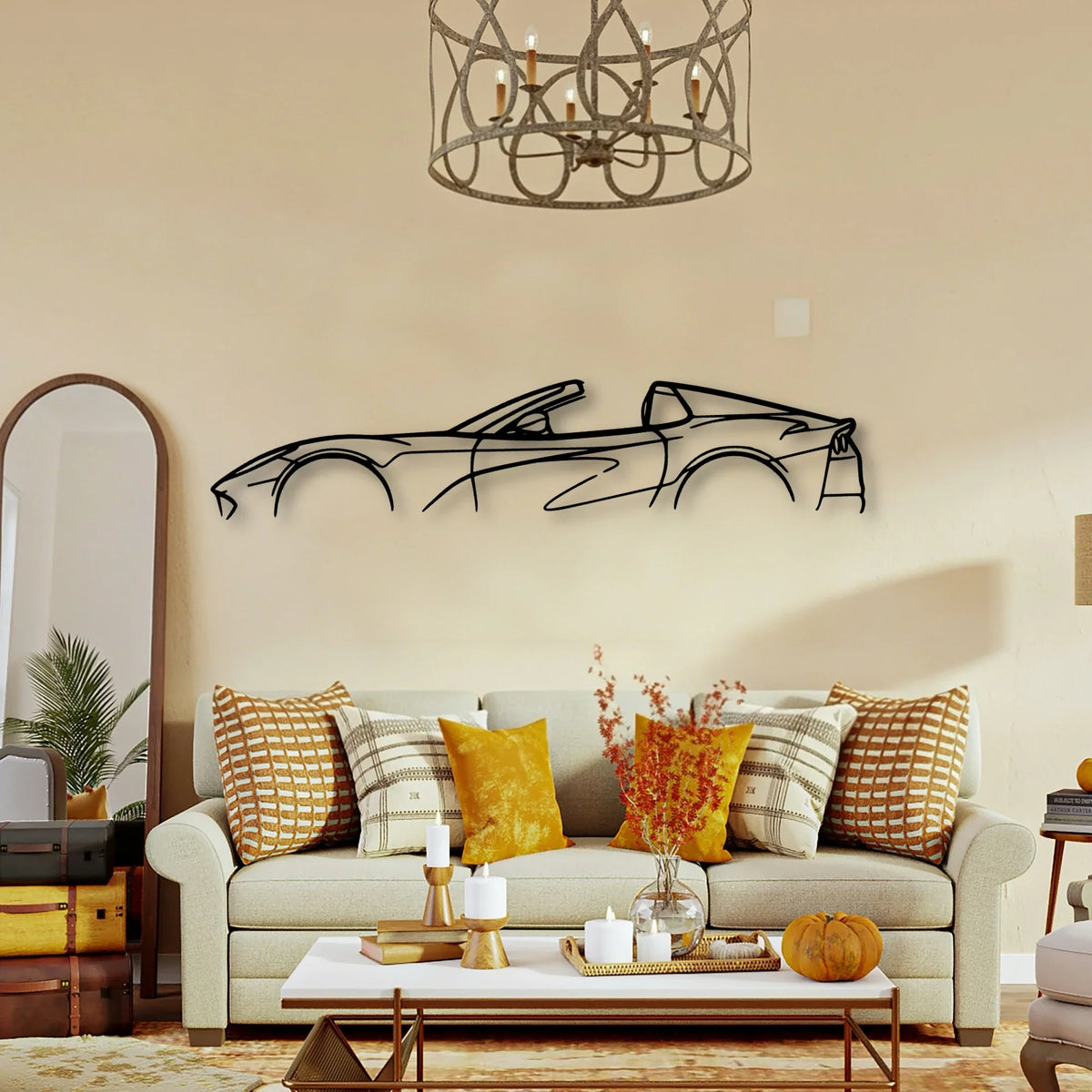 812 GTS Spider Classic Silhouette Metal Wall Art - Tinvibe