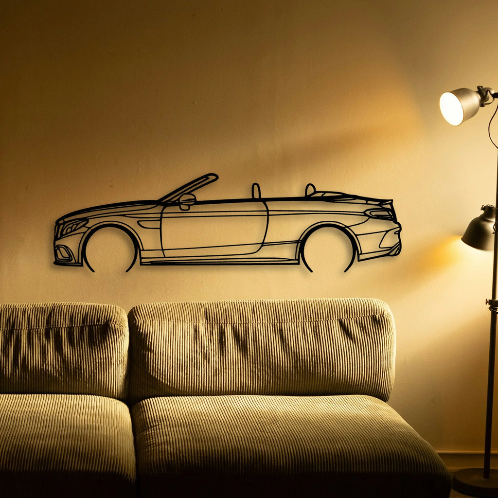 C63S Cabrio 2017 Classic Silhouette Metal Wall Art - Tinvibe