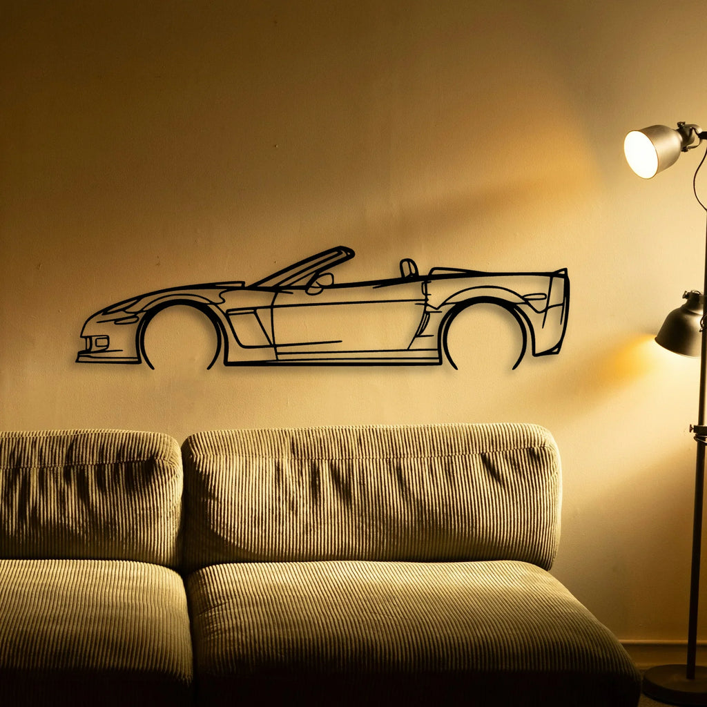 C6 Cabrio 2 Classic Silhouette Metal Wall Art - Tinvibe