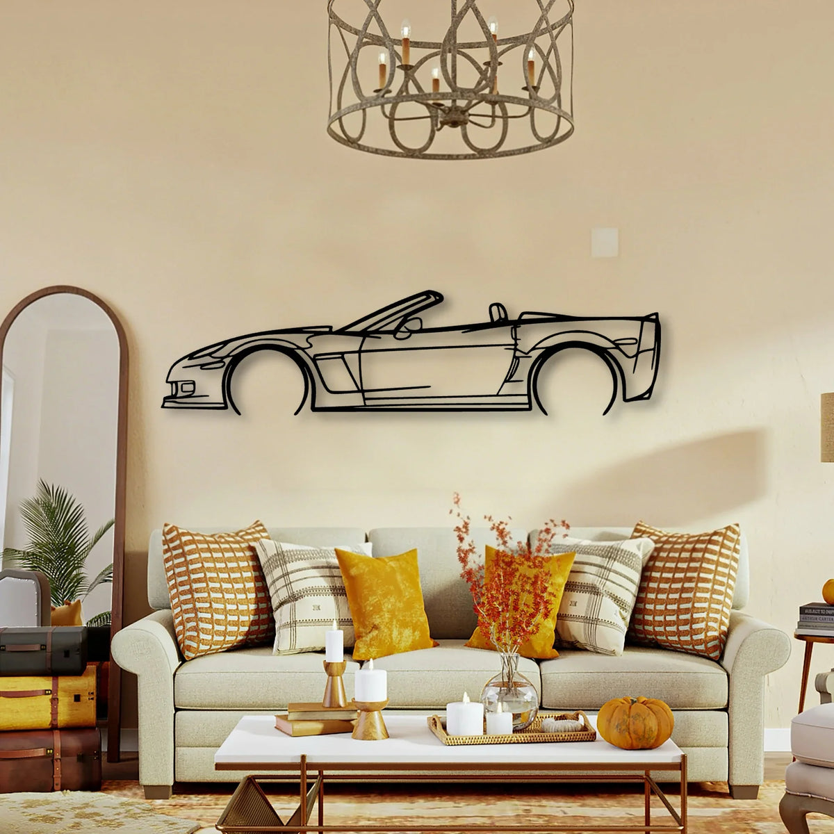 C6 Cabrio 2 Classic Silhouette Metal Wall Art - Tinvibe