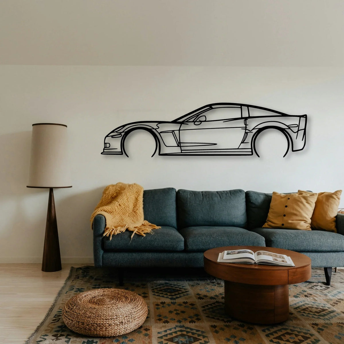 C6 Z06 3 Classic Silhouette Metal Wall Art - Tinvibe
