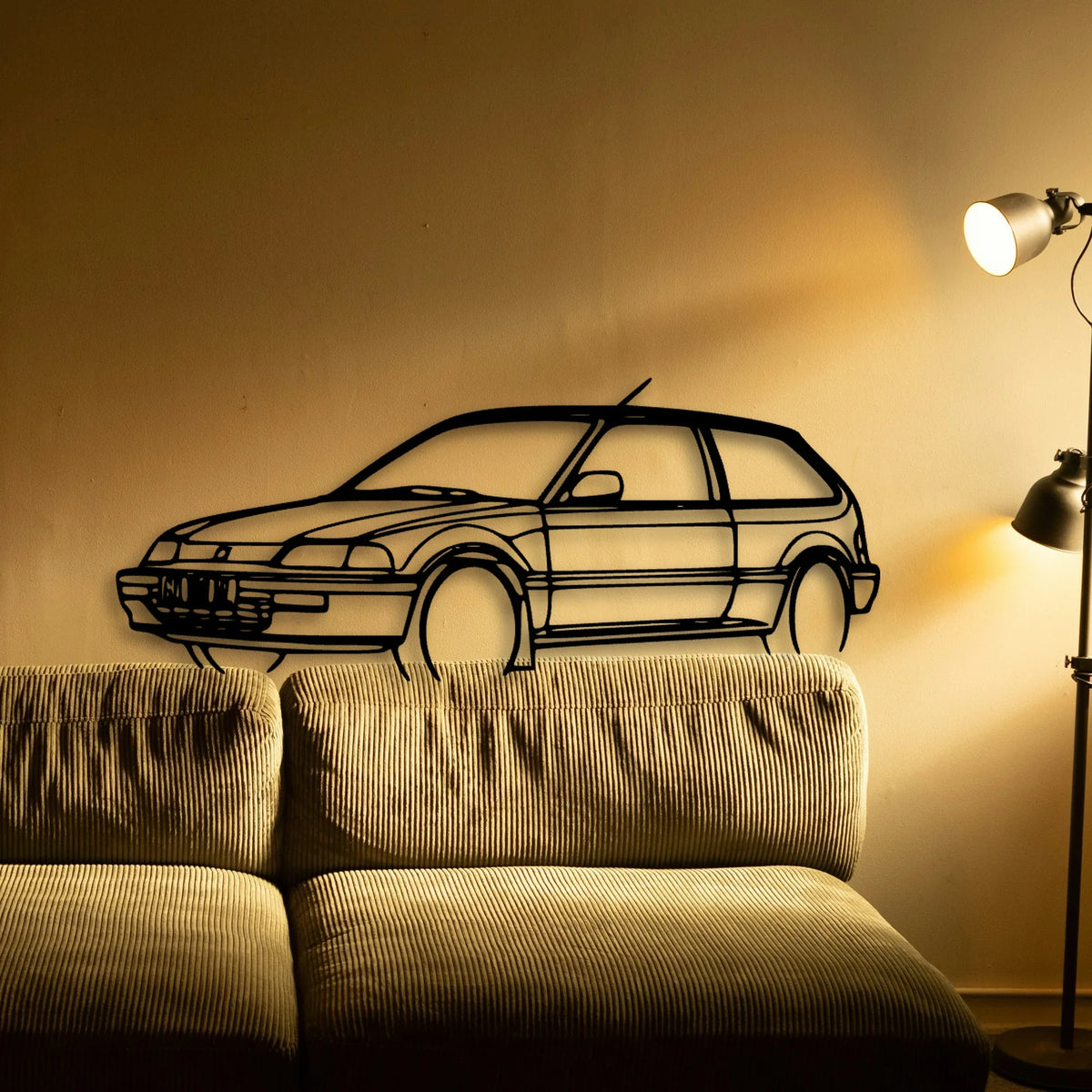 Civic 1990 Angle Classic Silhouette Metal Wall Art - Tinvibe