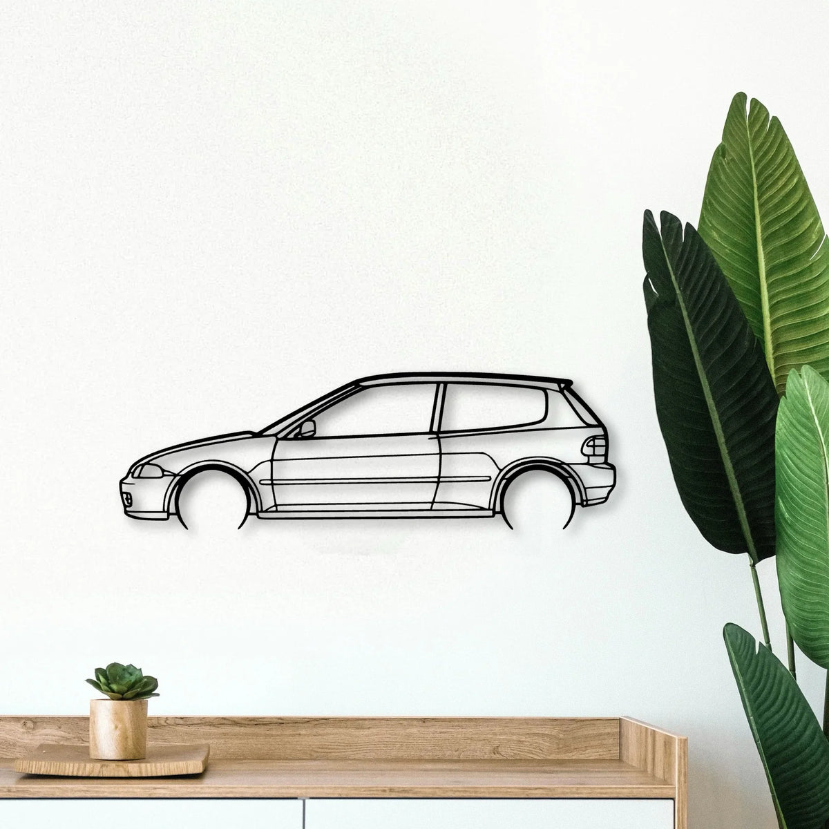 Civic 5 1995 Classic Silhouette Metal Wall Art - Tinvibe