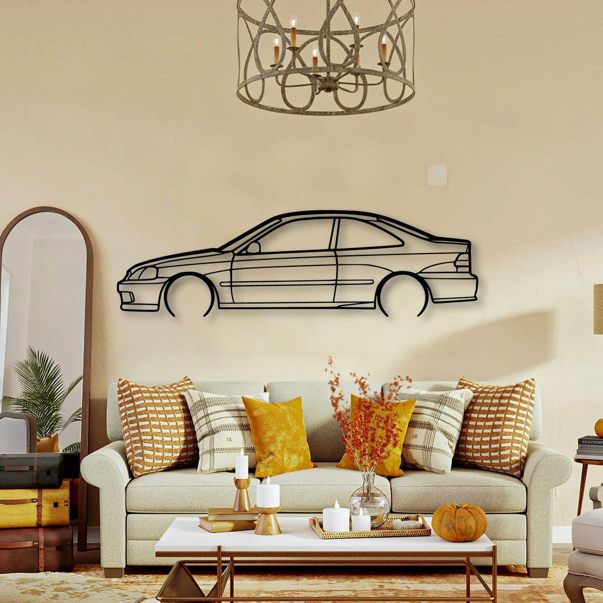 Civic Coupe 1999 Classic Silhouette Metal Wall Art - Tinvibe