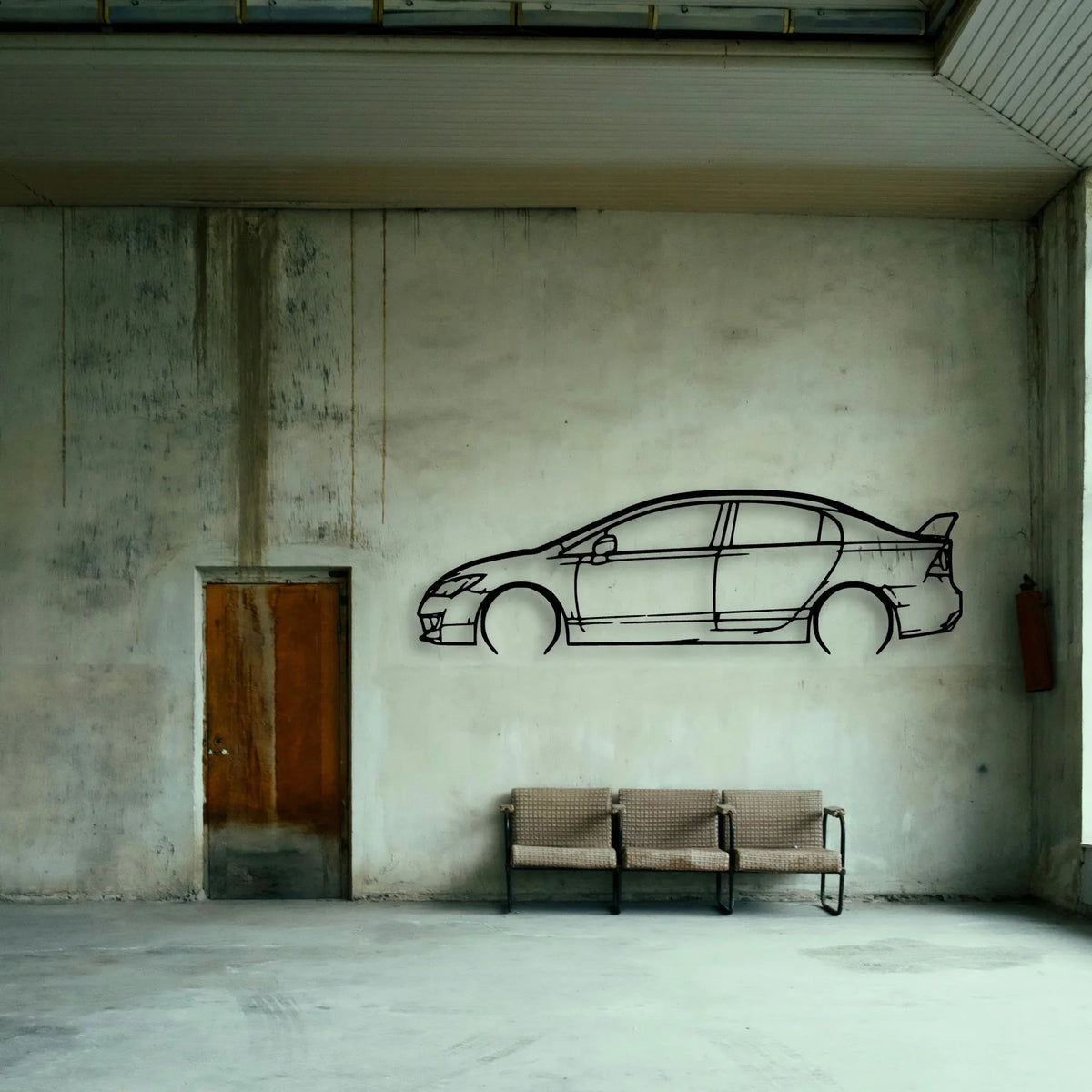 Civic Type R 2010 Classic Silhouette Metal Wall Art - Tinvibe