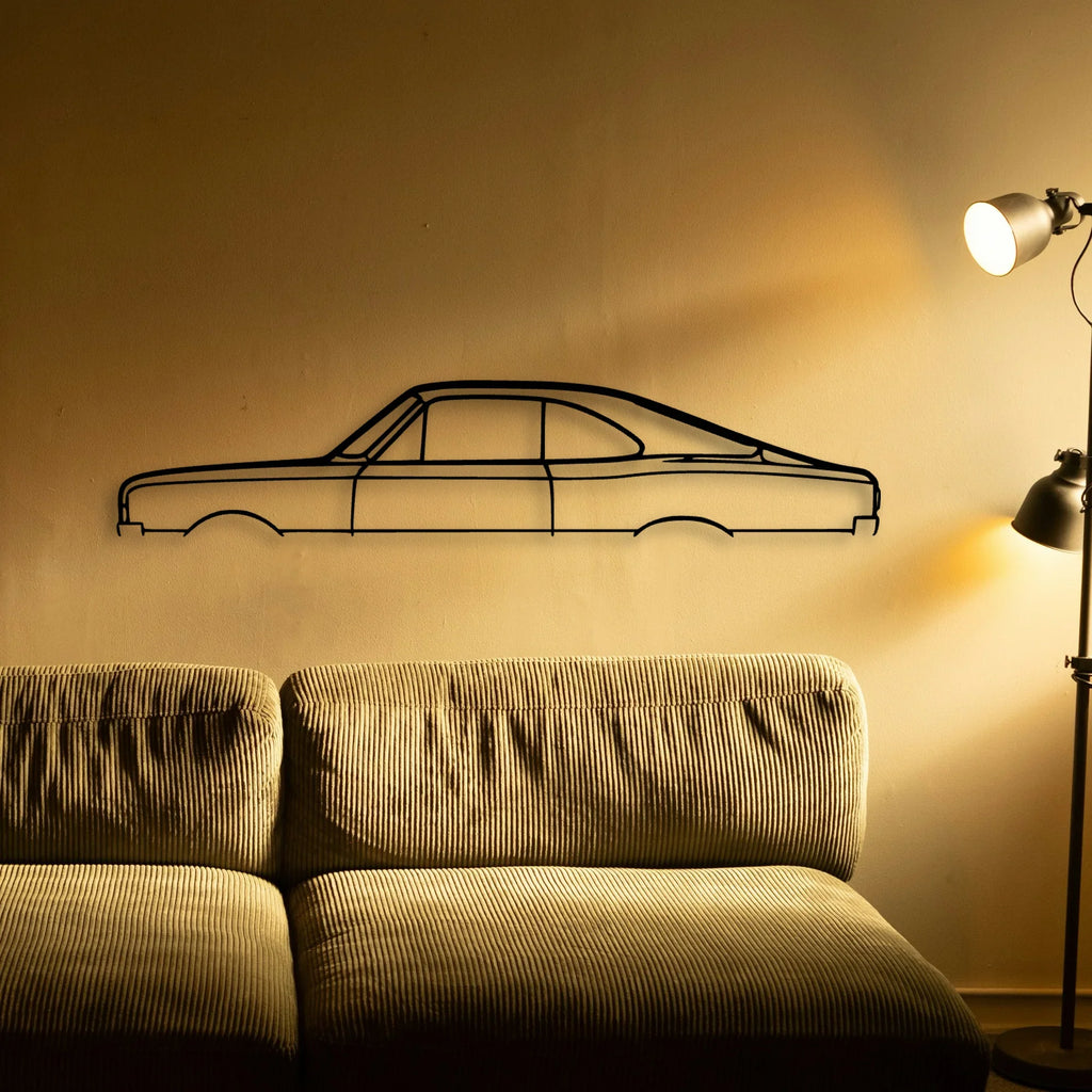 Commodore Rekord Coupe 1970 Classic Silhouette Metal Wall Art - Tinvibe