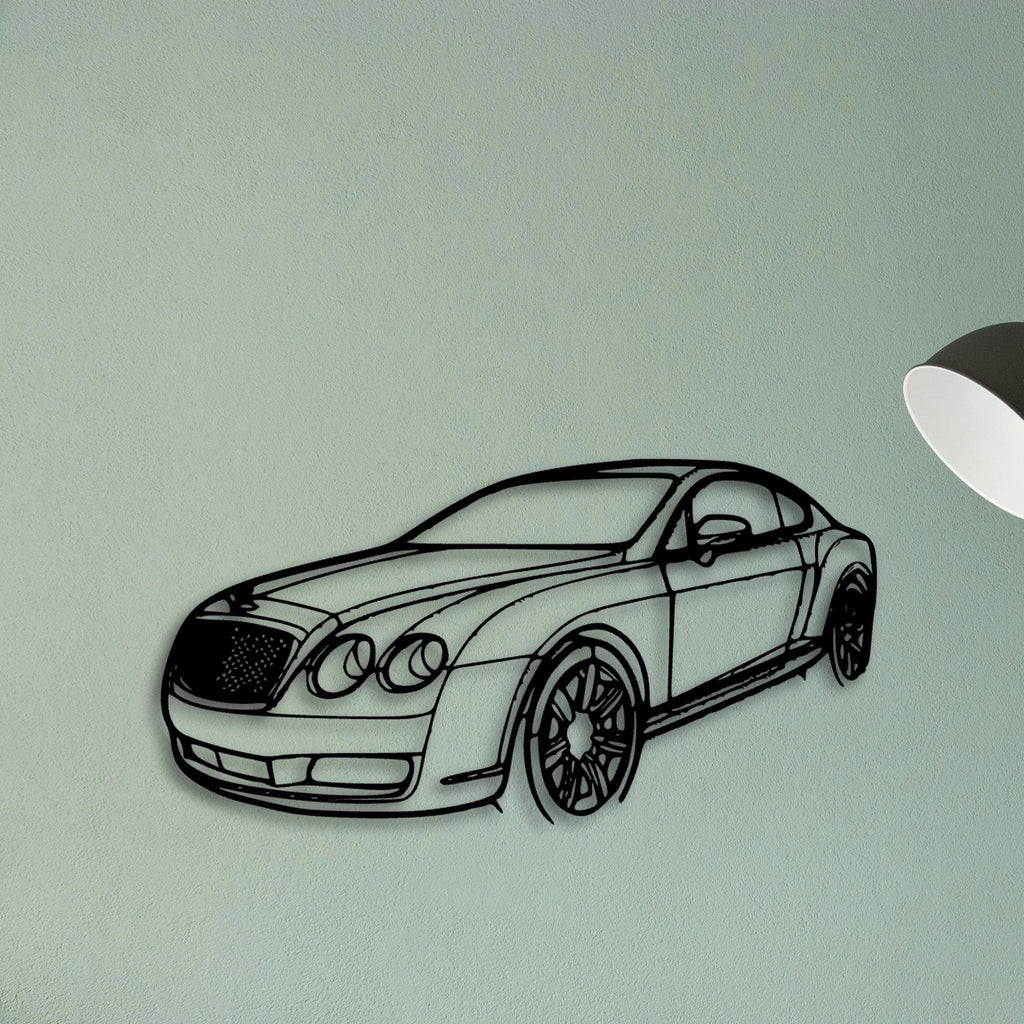 Continental GT 2007 Angle Classic Silhouette Metal Wall Art - Tinvibe