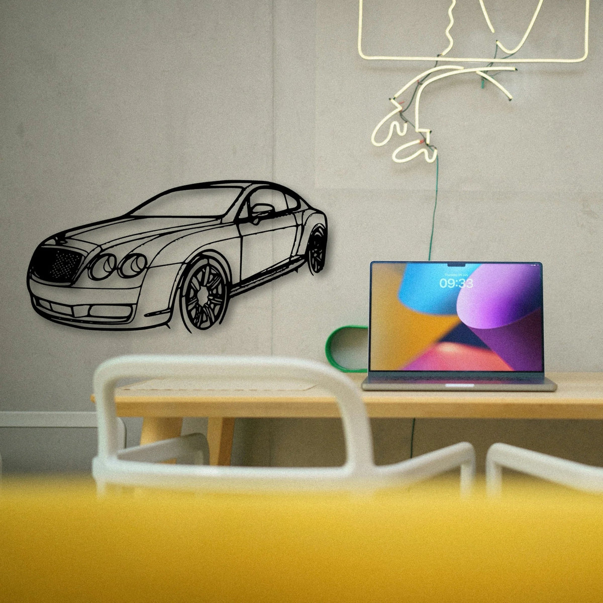 Continental GT 2007 Angle Classic Silhouette Metal Wall Art - Tinvibe