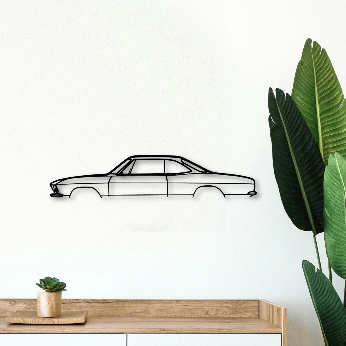 Corvair Corsa 1966 Classic Silhouette Metal Wall Art - Tinvibe