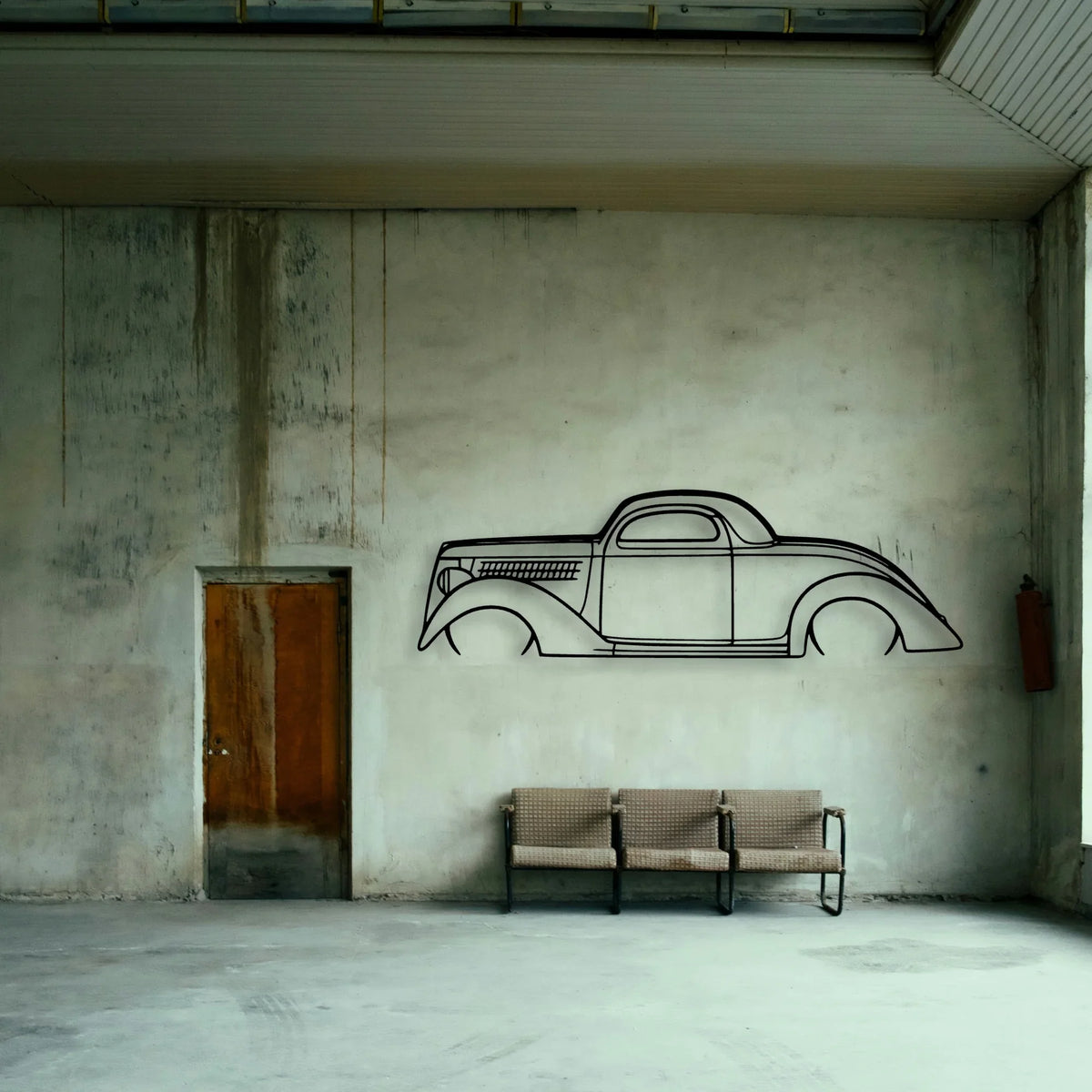 Coupe 1936 Classic Silhouette Metal Wall Art - Tinvibe