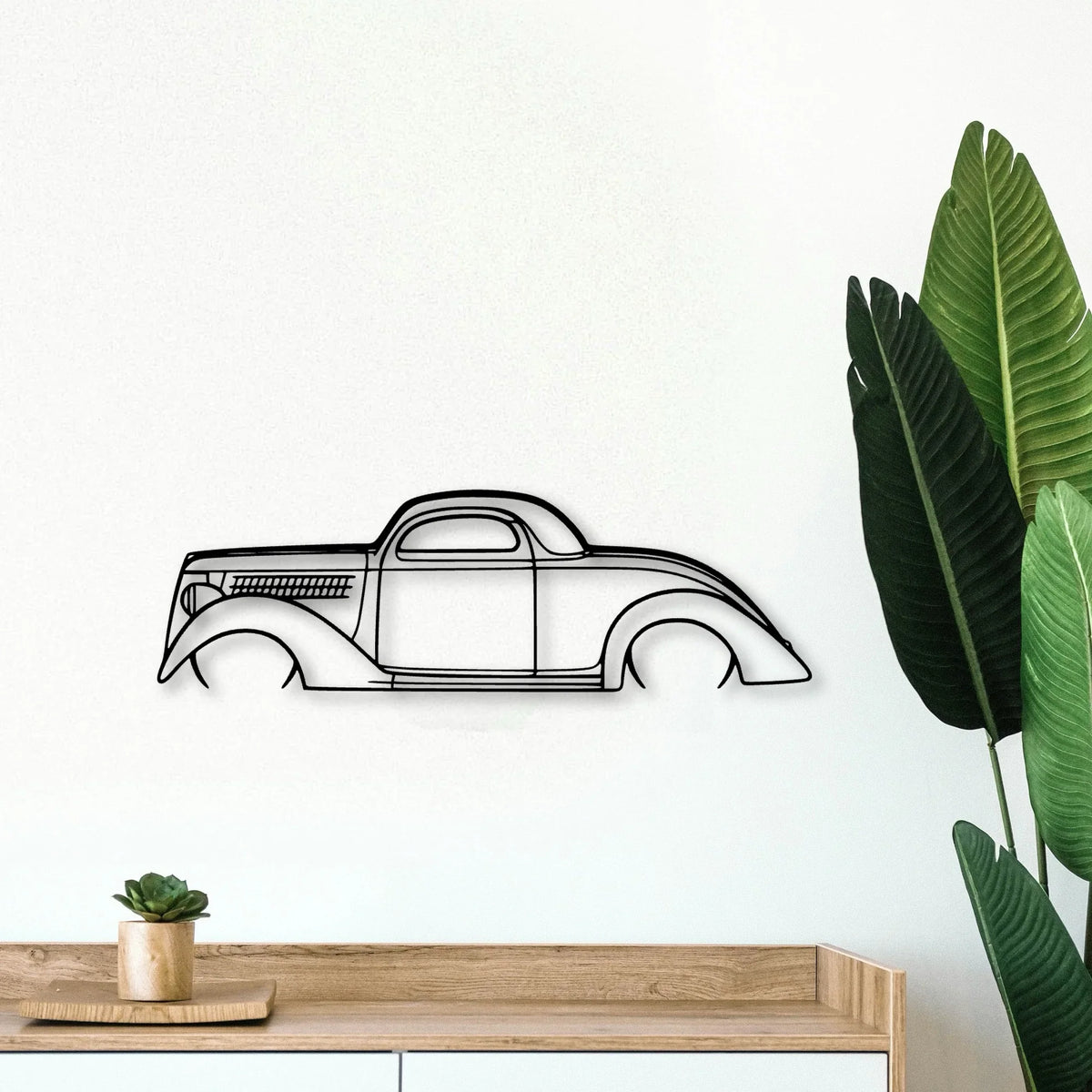 Coupe 1936 Classic Silhouette Metal Wall Art - Tinvibe