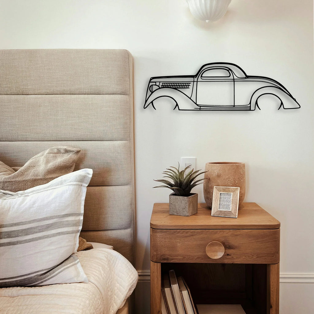 Coupe 1936 Classic Silhouette Metal Wall Art - Tinvibe