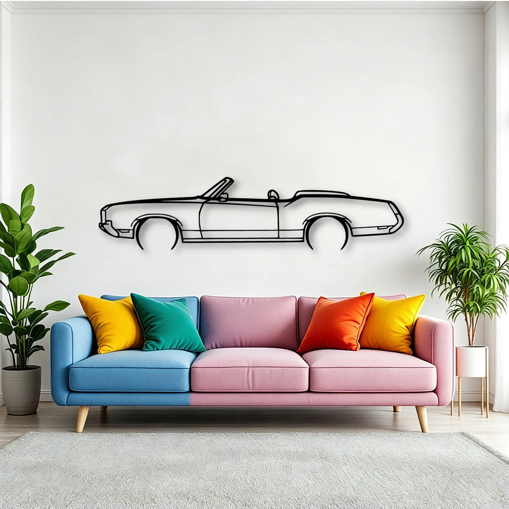 Cutlass Convertible 1972 Classic Silhouette Metal Wall Art - Tinvibe