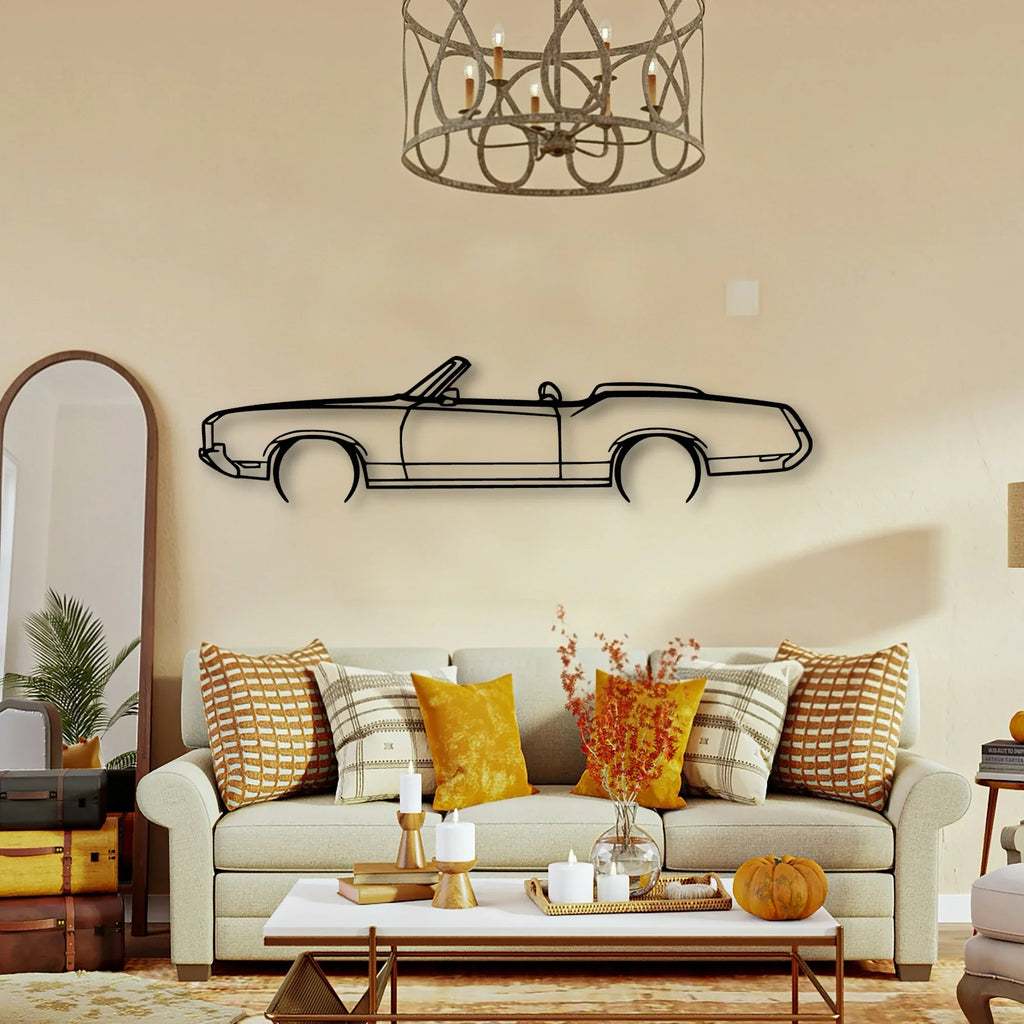 Cutlass Convertible 1972 Classic Silhouette Metal Wall Art - Tinvibe