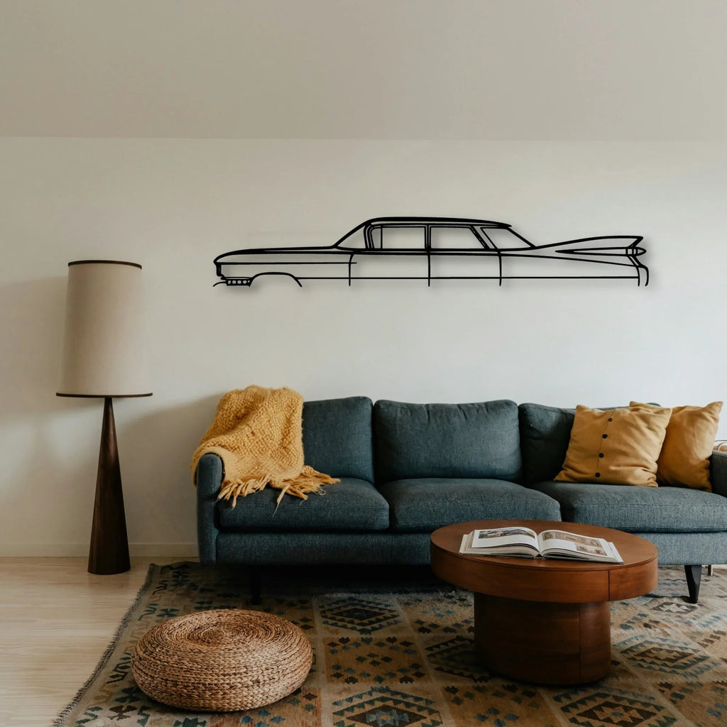 DE 1959 Sedan Classic Silhouette Metal Wall Art - Tinvibe
