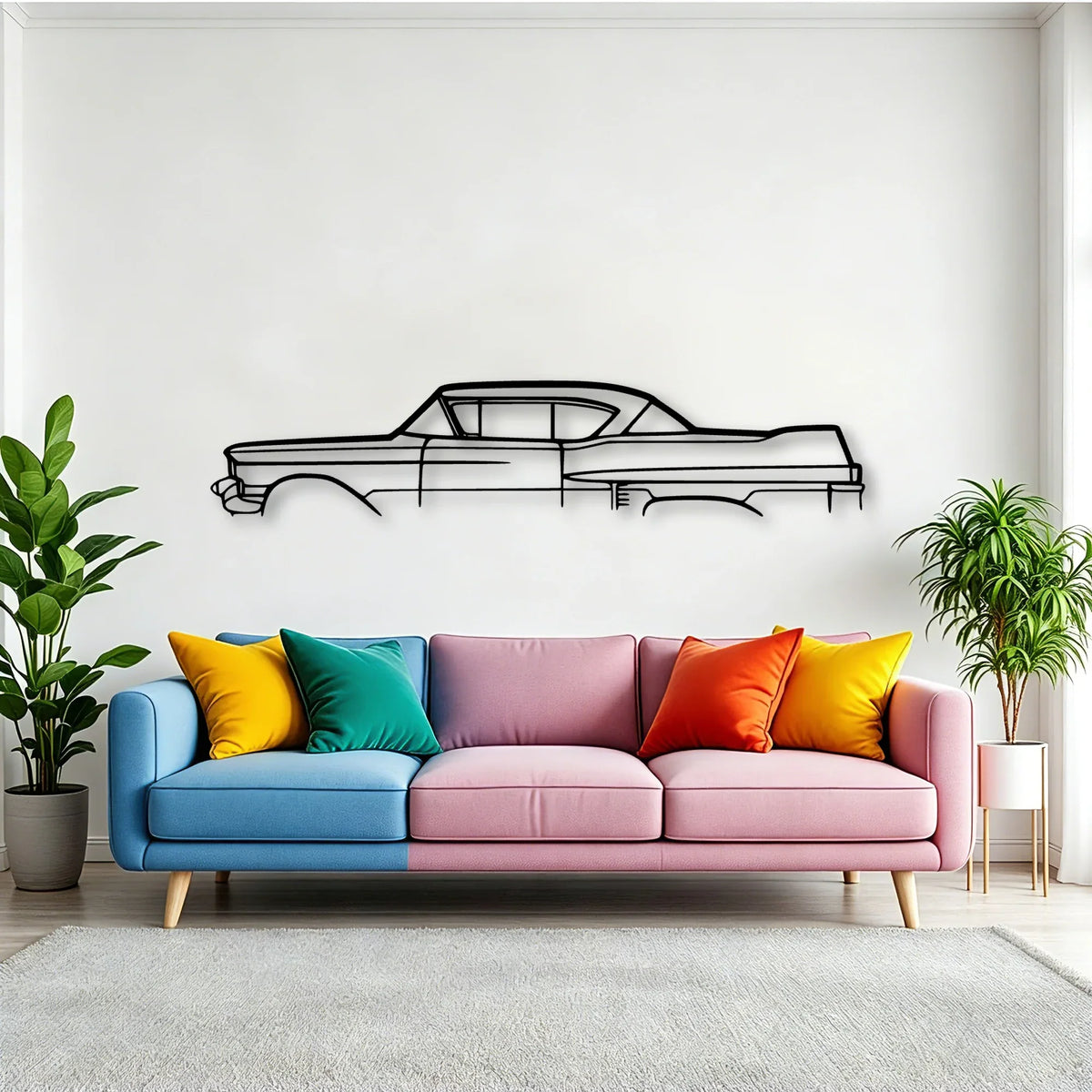DE Coupe 1957 Classic Silhouette Metal Wall Art - Tinvibe