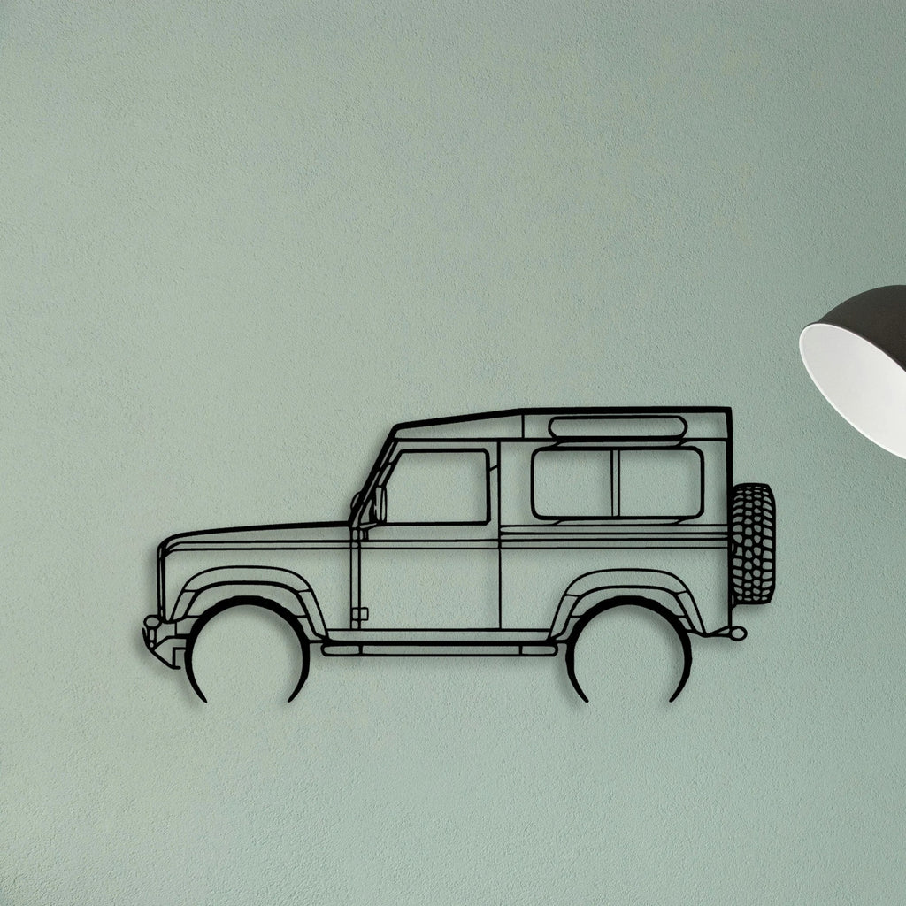 Defender 90 2005 Classic Silhouette Metal Wall Art - Tinvibe