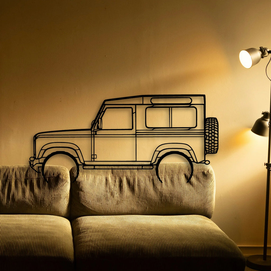 Defender 90 2005 Classic Silhouette Metal Wall Art - Tinvibe