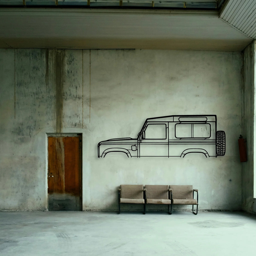 Defender 90 2010 Classic Silhouette Metal Wall Art - Tinvibe