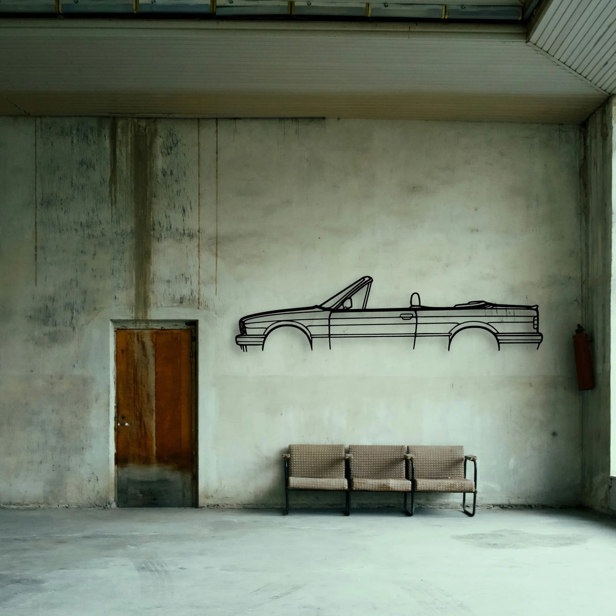E30 325 Cabrio Classic Silhouette Metal Wall Art - Tinvibe
