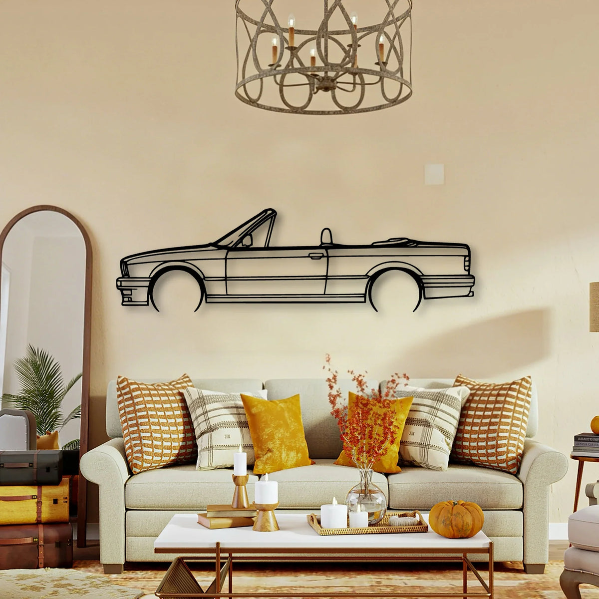 E30 Convertible Classic Silhouette Metal Wall Art - Tinvibe