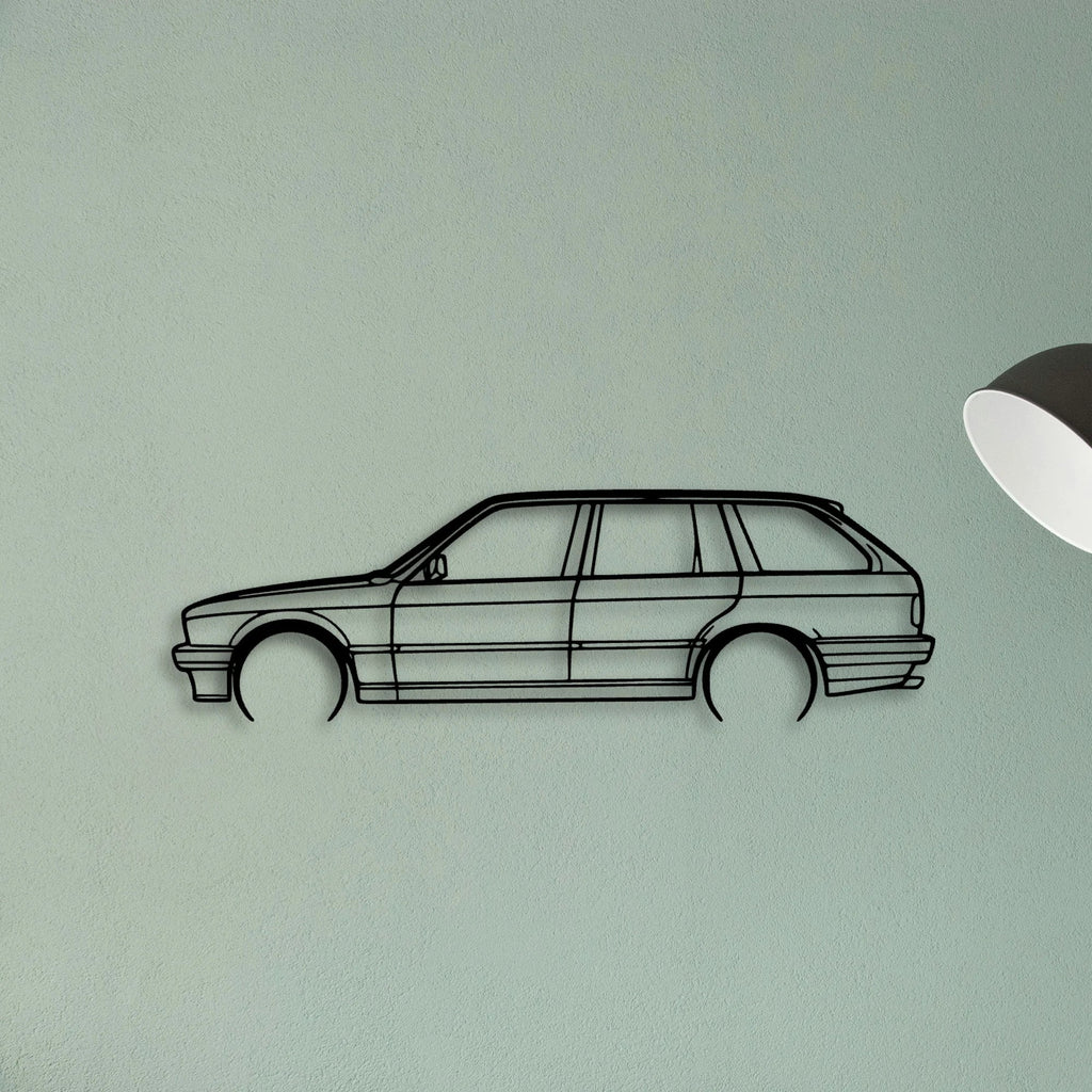 E30 Wagon Classic Silhouette Metal Wall Art - Tinvibe