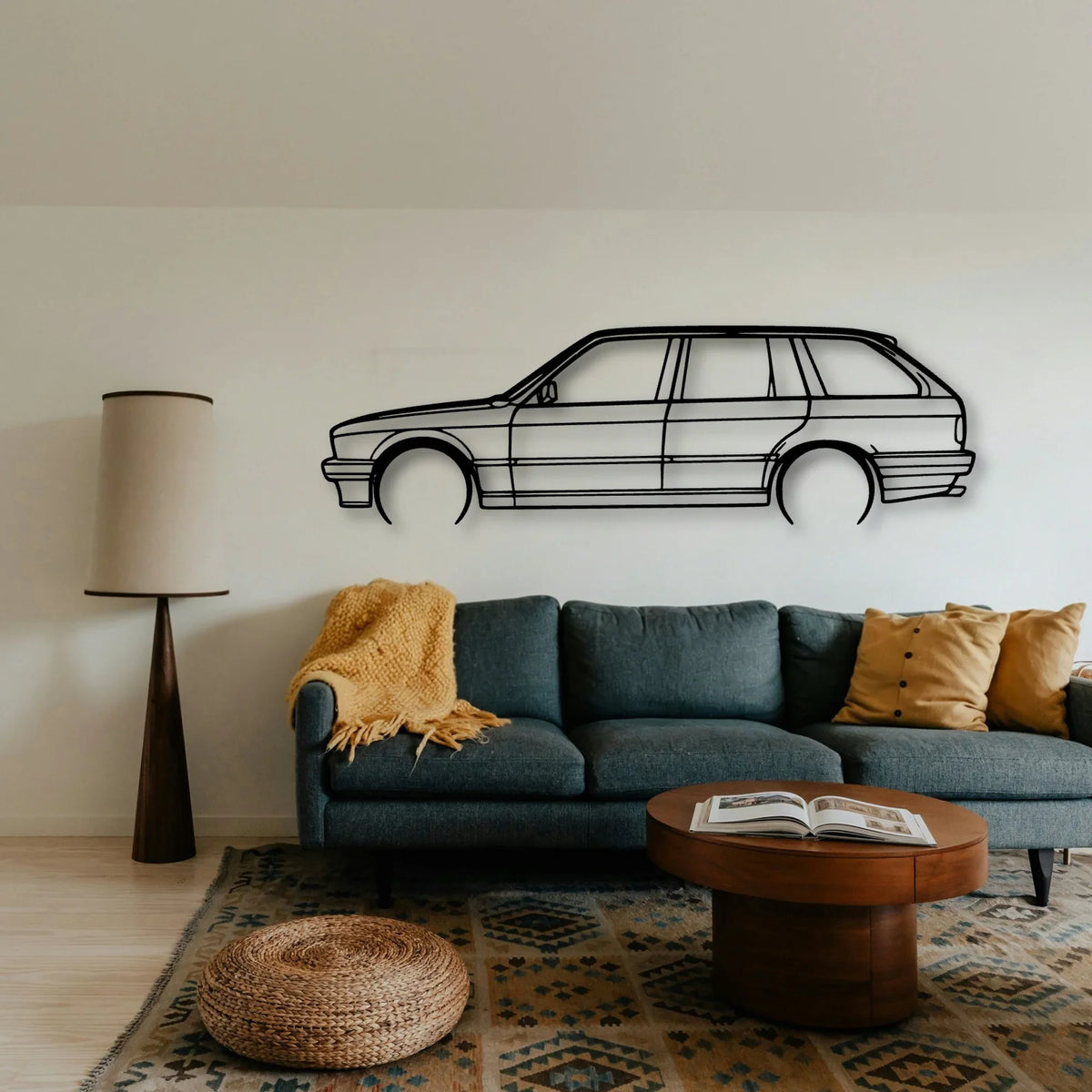 E30 Wagon Classic Silhouette Metal Wall Art - Tinvibe