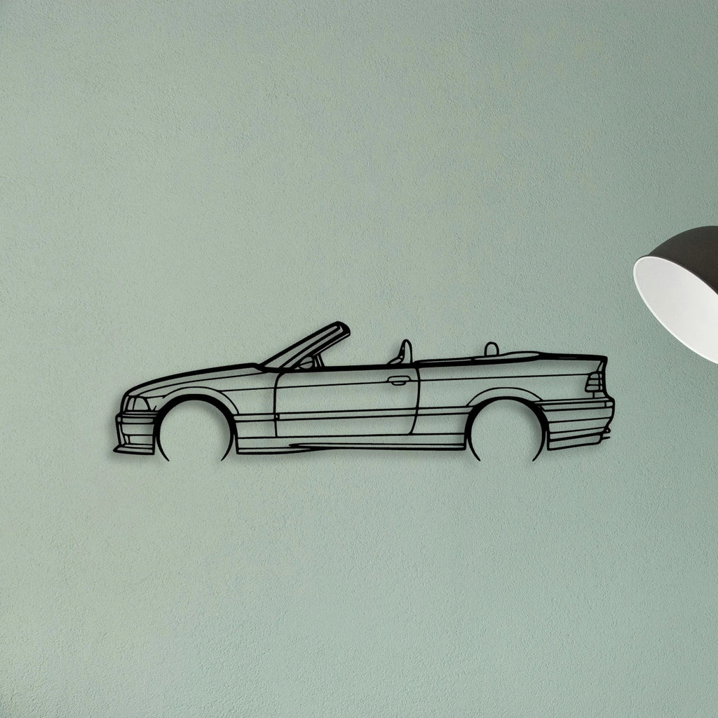 E36 M3 Convertible 1999 Classic Silhouette Metal Wall Art - Tinvibe