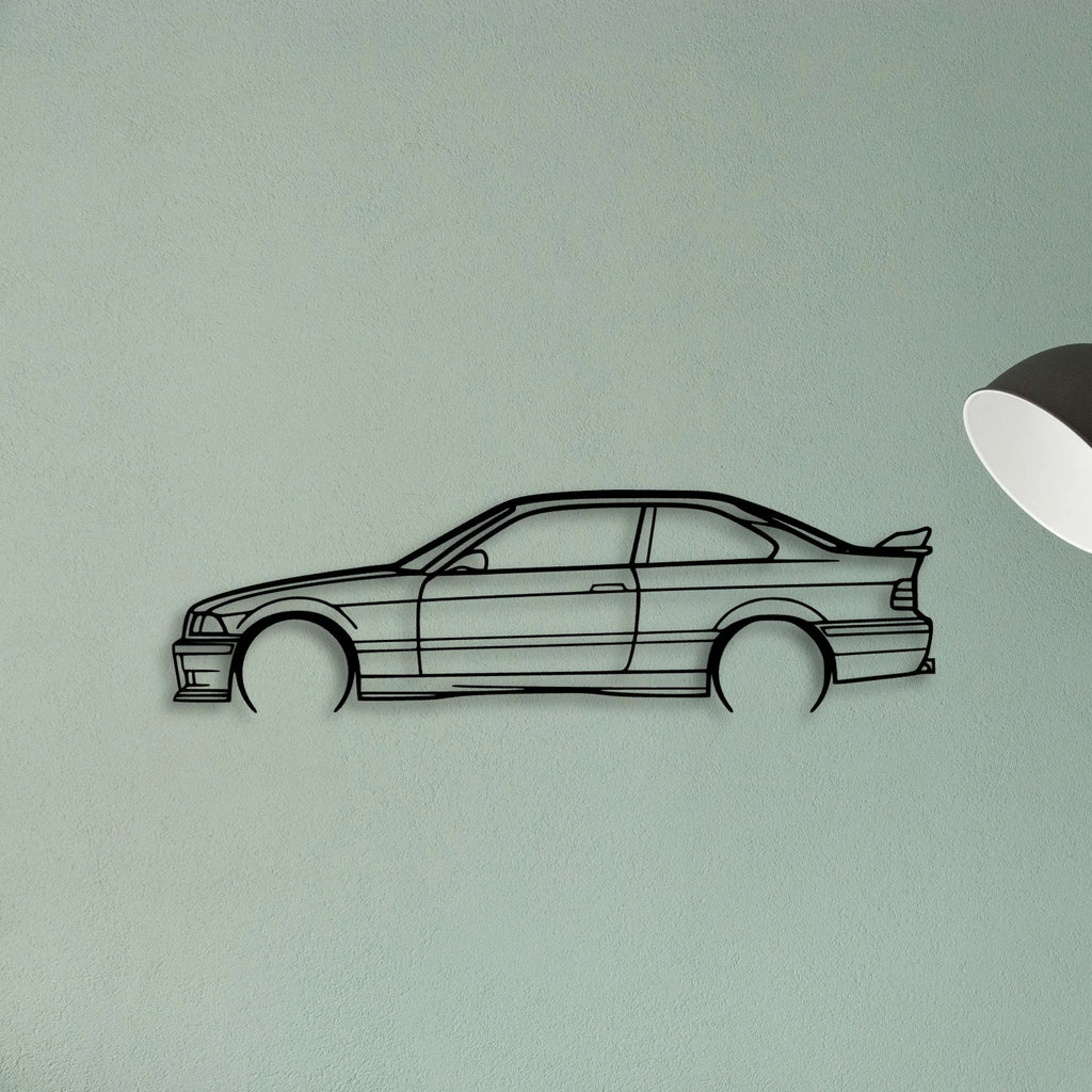 E36 M3 Coupe 2 Classic Silhouette Metal Wall Art - Tinvibe