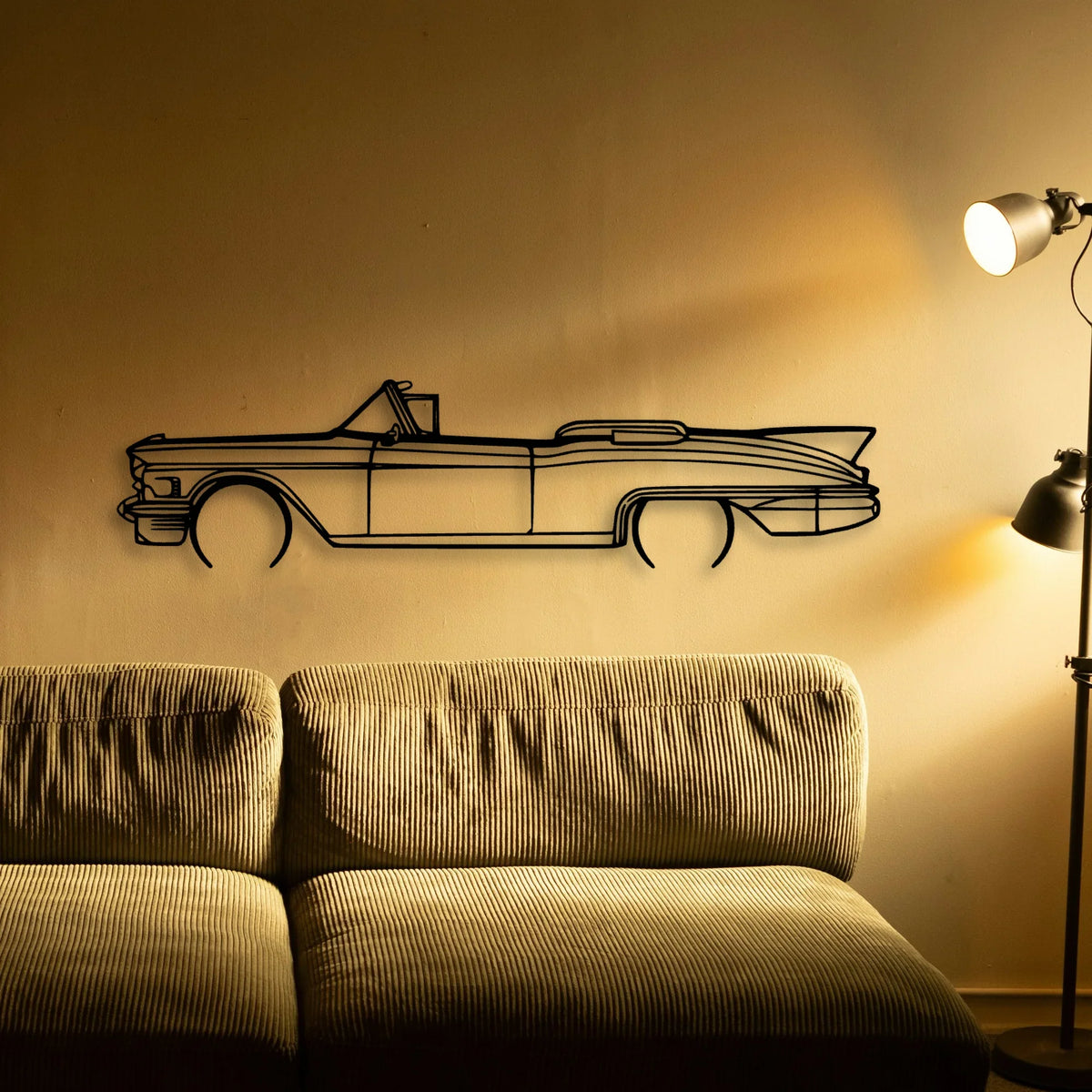 Eldo Biarritz 1958 Convertible 2 Classic Silhouette Metal Wall Art - Tinvibe