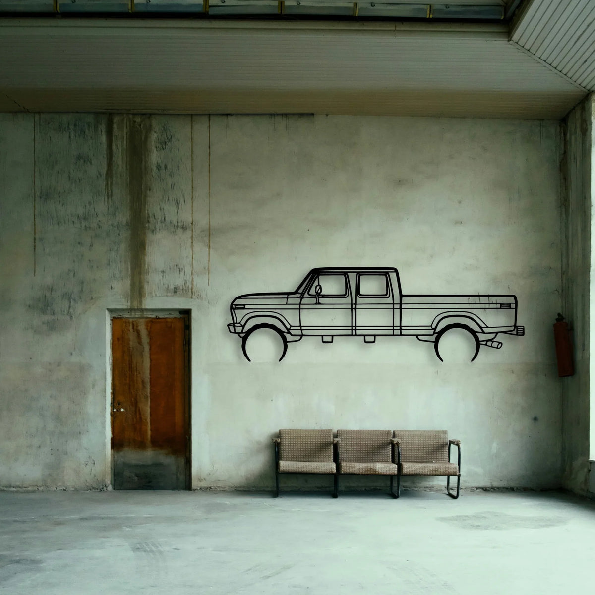 F350 1976 Classic Silhouette Metal Wall Art - Tinvibe