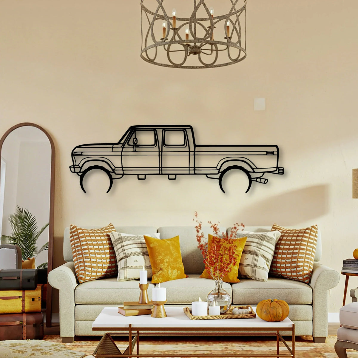 F350 1976 Classic Silhouette Metal Wall Art - Tinvibe