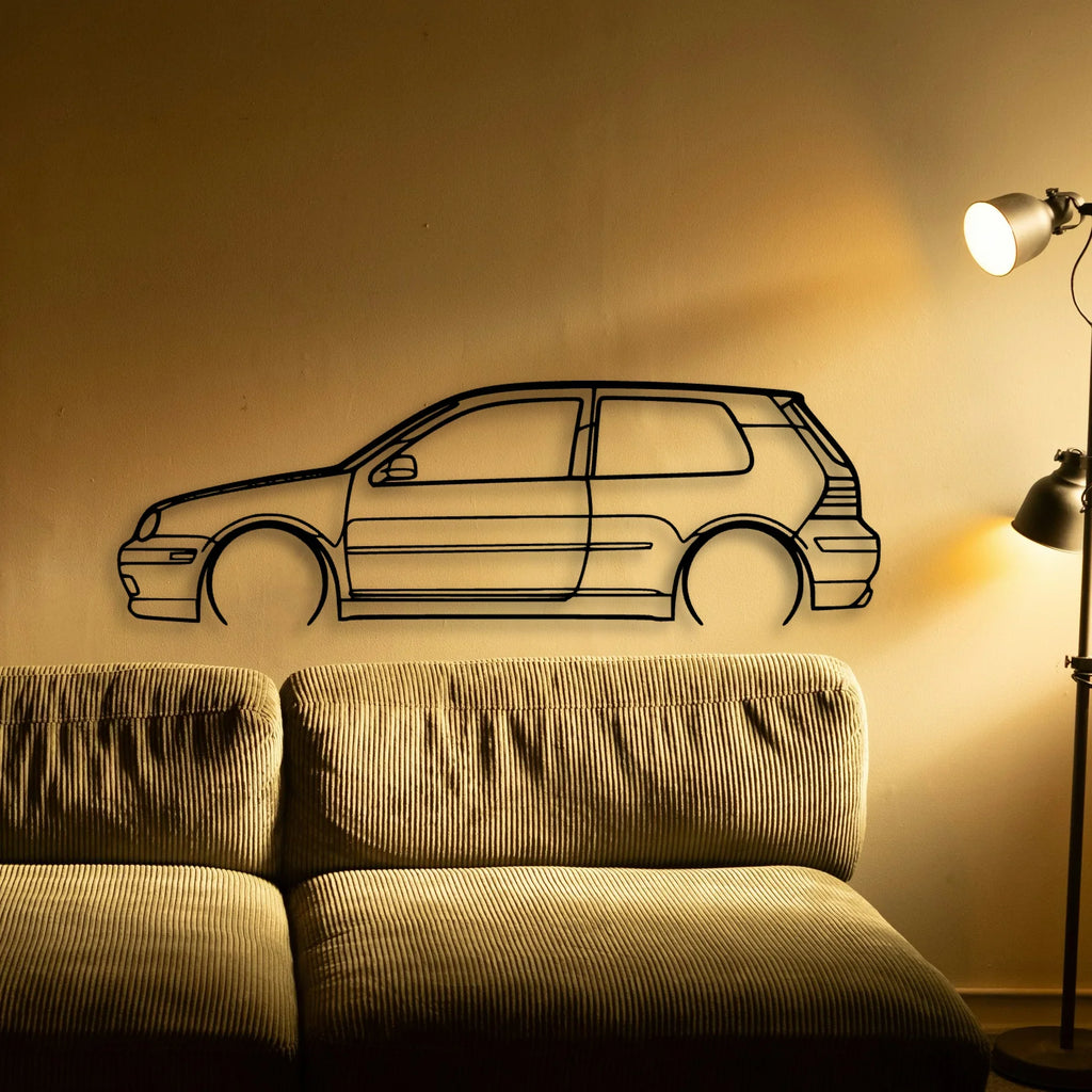Golf GTI MK4 2 Classic Silhouette Metal Wall Art - Tinvibe