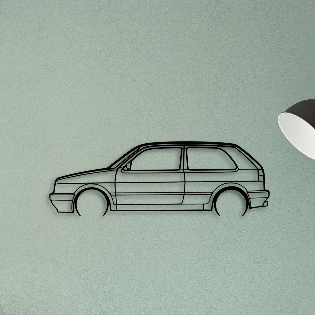 Golf MK2 GTI 2 Classic Silhouette Metal Wall Art - Tinvibe