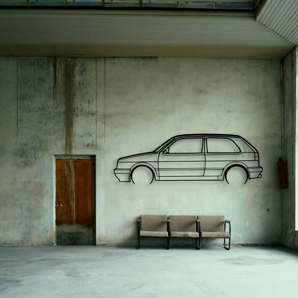 Golf MK2 GTI 2 Classic Silhouette Metal Wall Art - Tinvibe