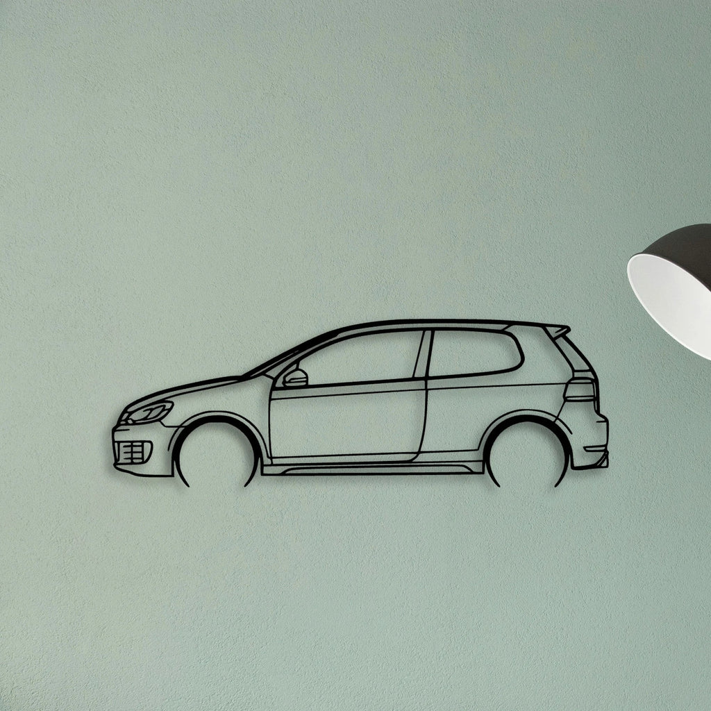 Golf MK6 GTI 2011 Classic Silhouette Metal Wall Art - Tinvibe