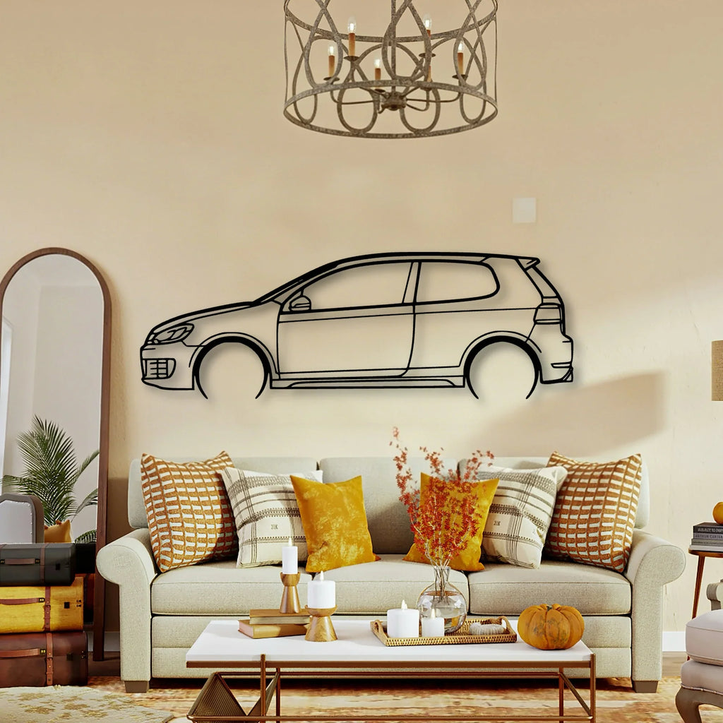 Golf MK6 GTI 2011 Classic Silhouette Metal Wall Art - Tinvibe