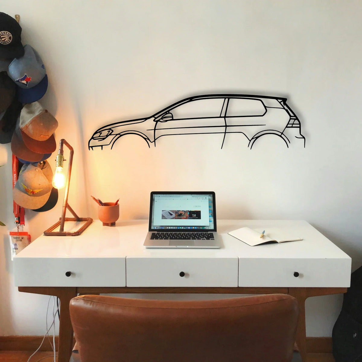 Golf R MK7 2D Classic Silhouette Metal Wall Art - Tinvibe