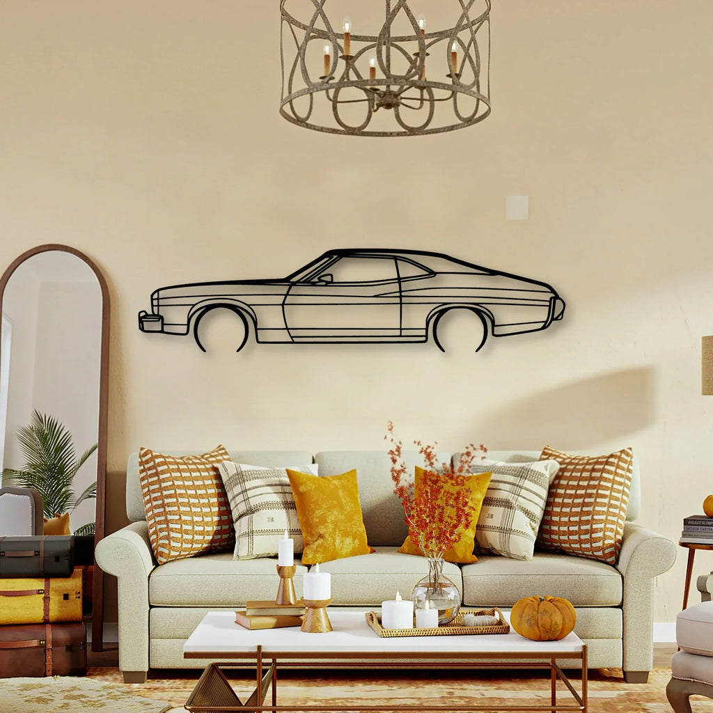 Gran Torino Sport Fastback 1973 Classic Silhouette Metal Wall Art - Tinvibe