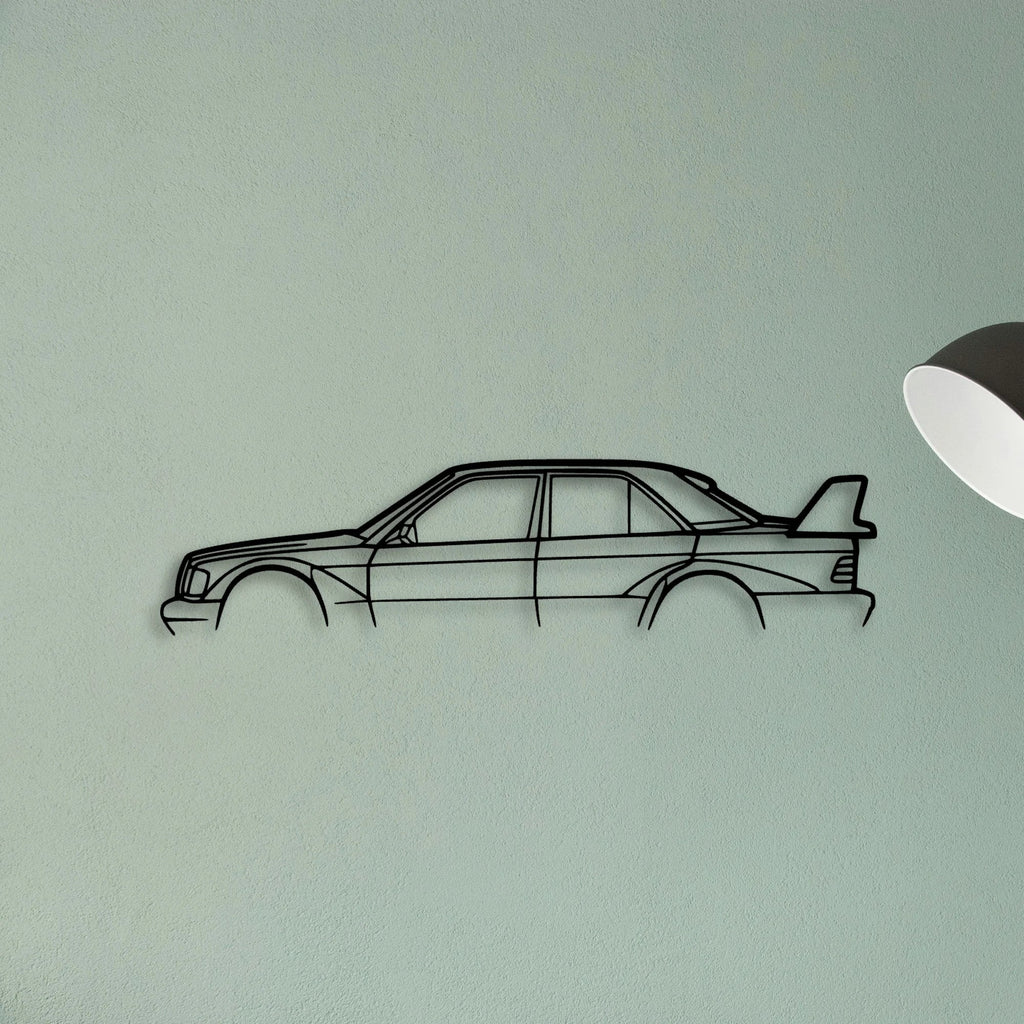 Mercedes 190E 1983 Classic Silhouette Metal Wall Art - Tinvibe