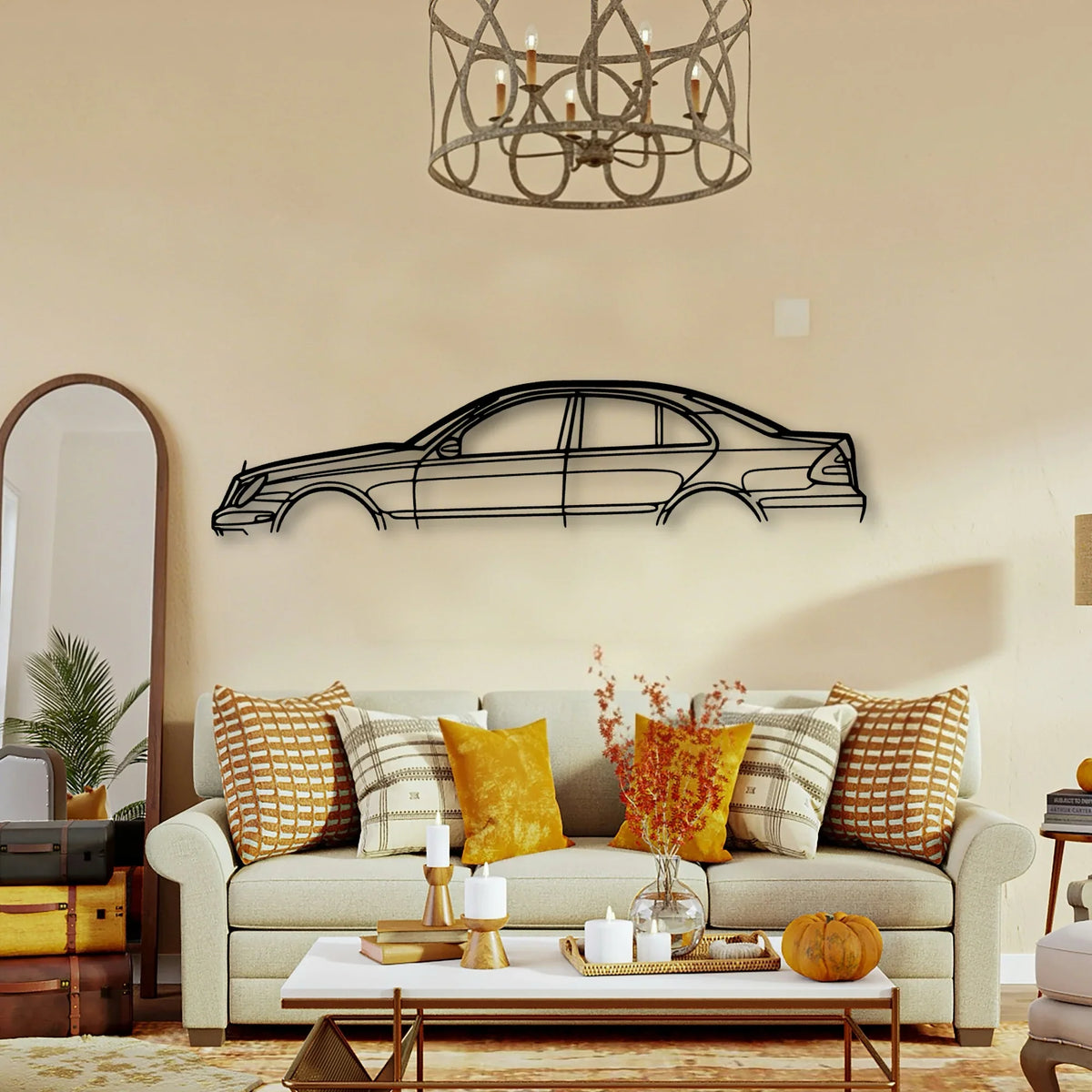 Mercedes E55 AMG W211 Classic Silhouette Metal Wall Art - Tinvibe